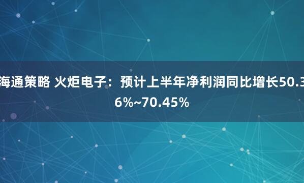 海通策略 火炬电子：预计上半年净利润同比增长50.36%~70.45%