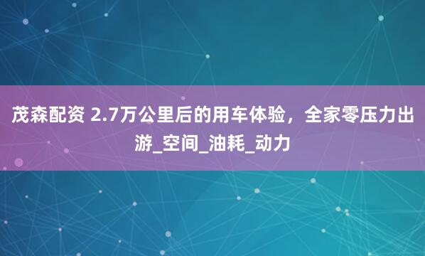 茂森配资 2.7万公里后的用车体验，全家零压力出游_空间_油耗_动力